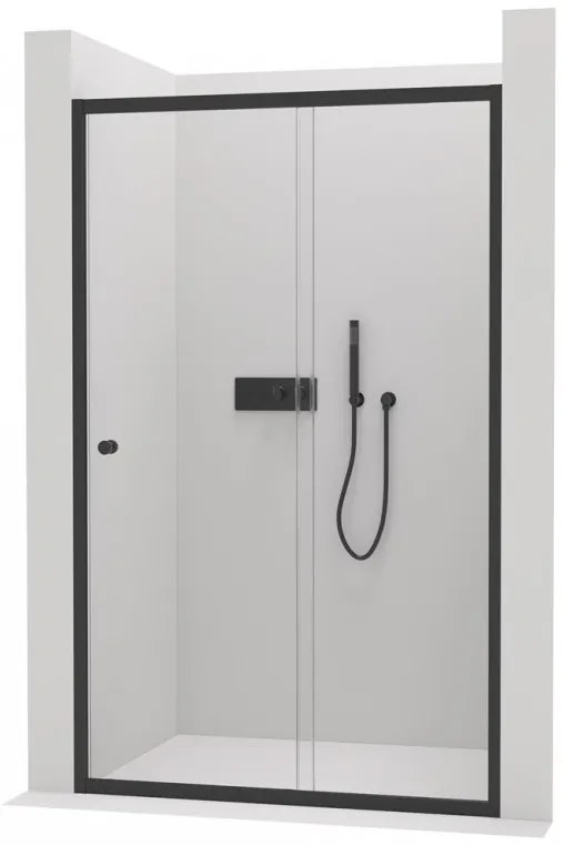 Cerano Varone, posuvné sprchové posuvné dvere 90x195 cm, 6mm číre sklo, čierny profil, CER-CER-DY505B-90-195