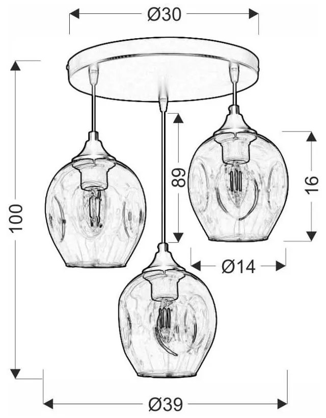 Čierne závesné svietidlo so skleneným tienidlom Aspa - Candellux Lighting