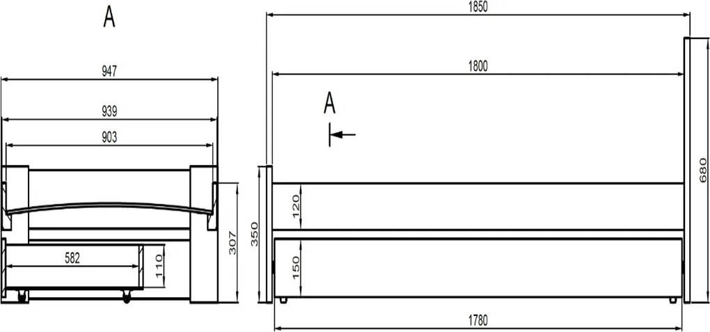 Detská posteľ EMILEK so šuplíkom - 180x90 cm - biela