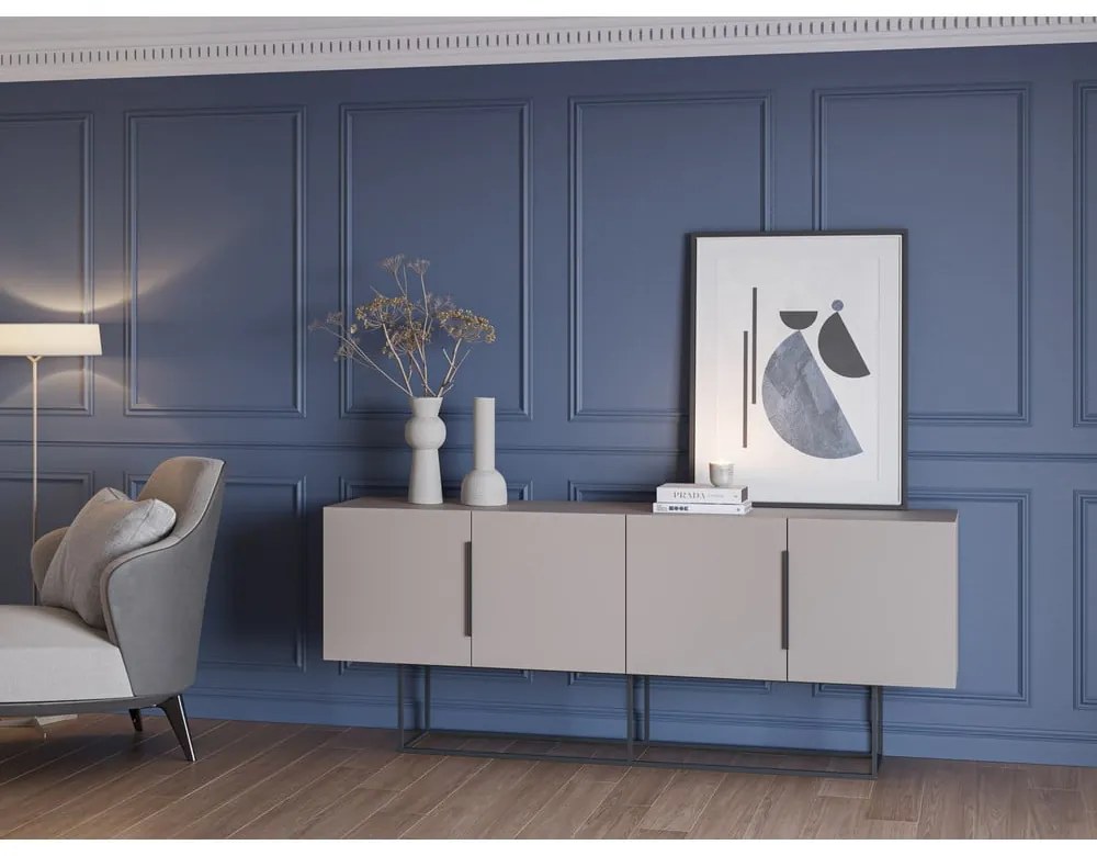 Sivo-béžová nízka komoda 200x80 cm Titan – Marckeric