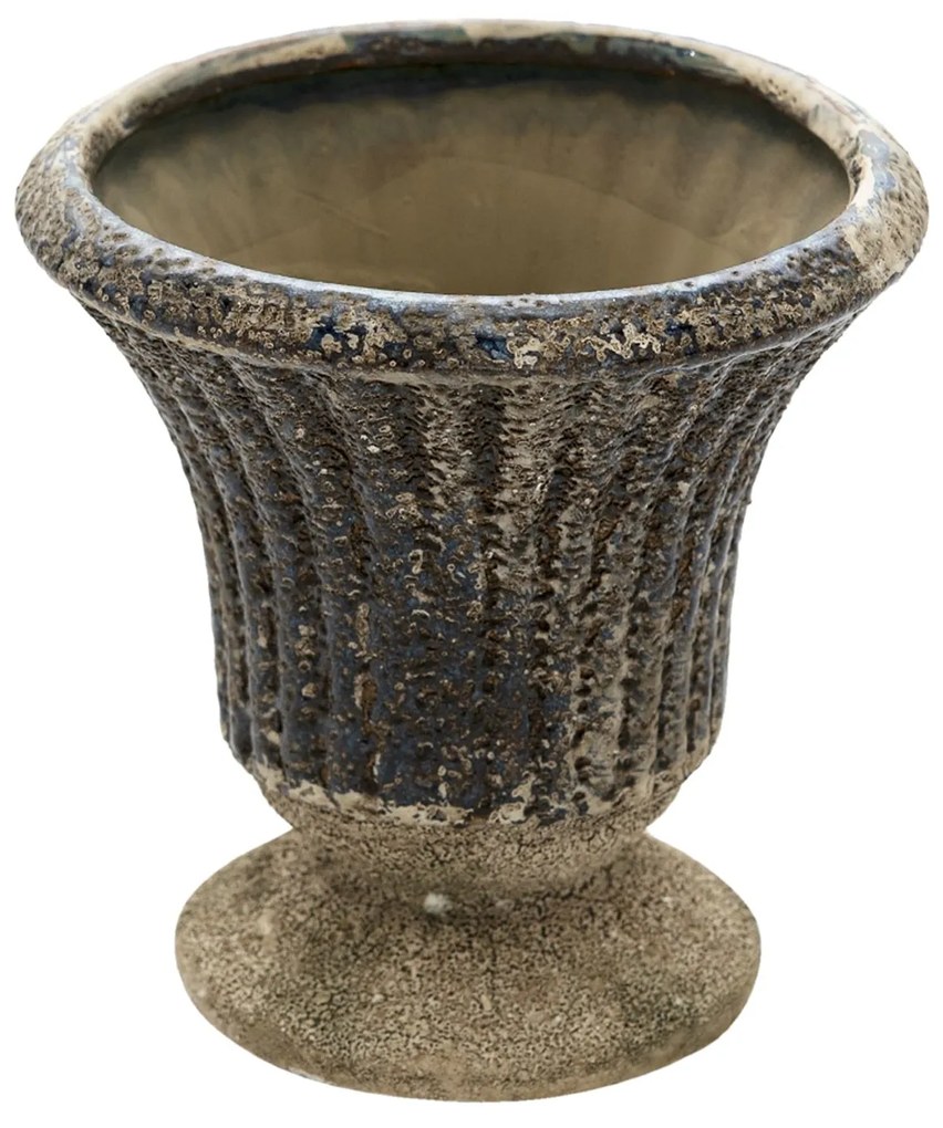 Keramický šedý kvetináč v antickom štýle Declan - Ø 13*13 cm