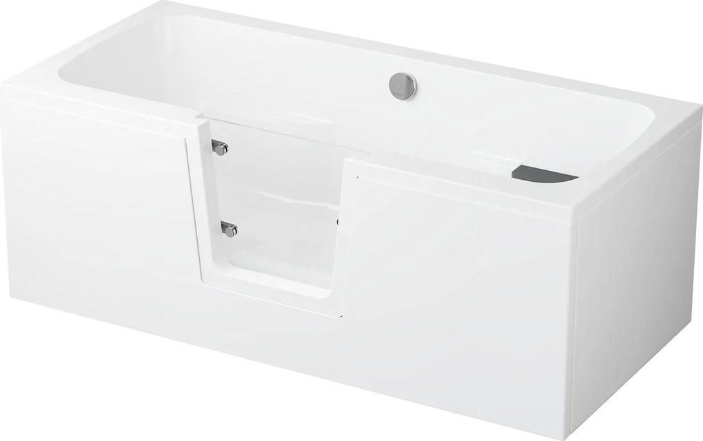 Vaňa s dvierkami Polimat OVI 160x75 ĽAVÁ bez čelného krycieho panelu + vaňový sifón automat s prepadom VABPS-ZU 70