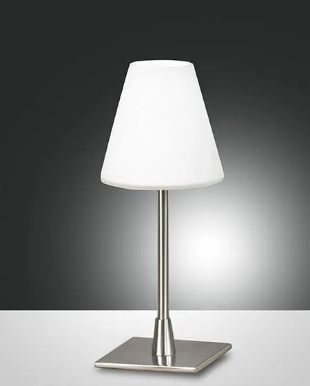 Stolové svietidlo FABAS LUCY TABLE LAMP SAT.NICKEL WHITE GLASS 2500-30-178