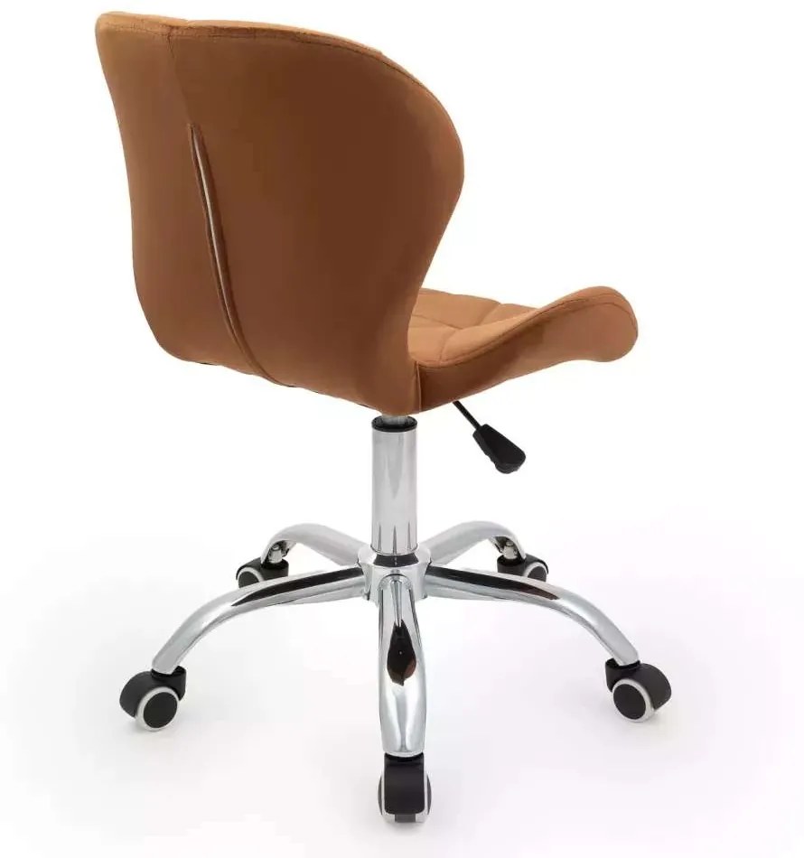 LuxuryForm DESIGN Stolička LIVIO VELUR na striebornej podstave s kolieskami - hnedá