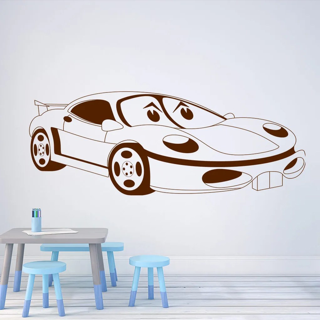 Veselá Stena Samolepka Detské autíčko Porsche Farba: oranžová, Veľkosť: 60 x 27 cm