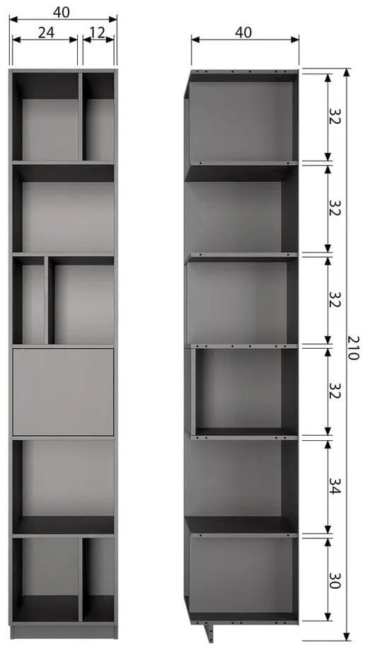 Čierna modulárna knižnica z borovicového dreva 40x210 cm Finca – WOOOD