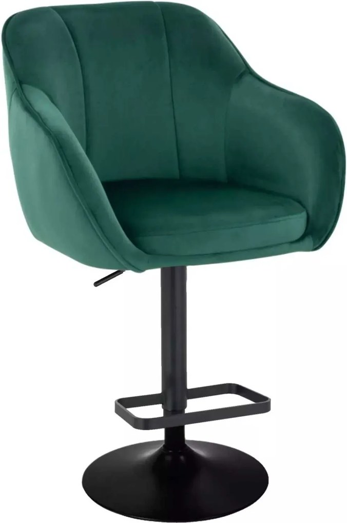 LuxuryForm DESIGN Barová stolička AVOLA VELUR na čiernom tanieri - zelená