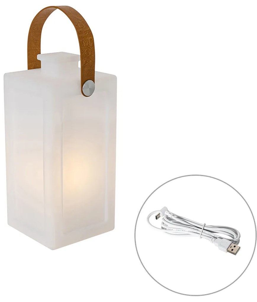 Moderná stolná lampa biela s efektom plameňa nabíjateľná IP44 - Stard