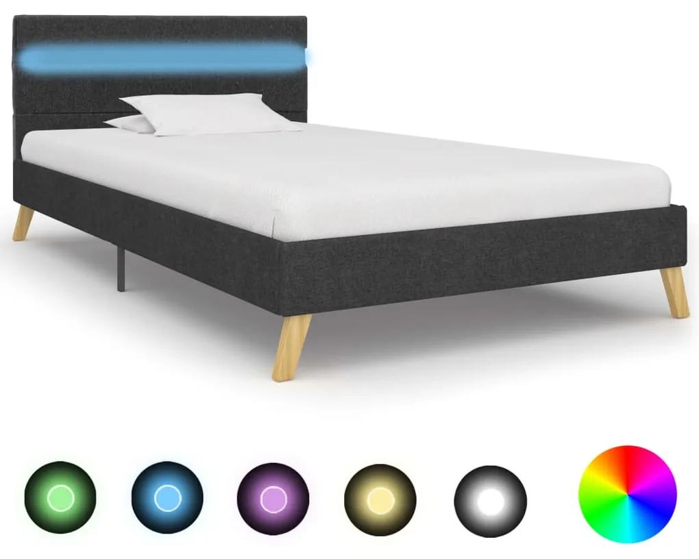 vidaXL Rám postele s LED svetlom sivý 100x200 cm látkový