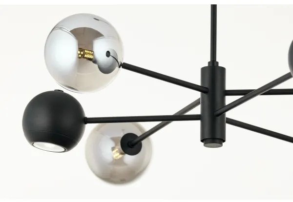 Jupiter 1974 - Luster na tyči MOKA 3xGU10/10W/230V + 3xG9/10W/230V čierna/chróm