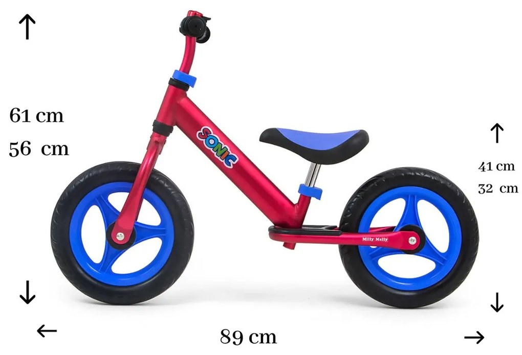 Detské odrážadlo bicykel Milly Mally Sonic Red