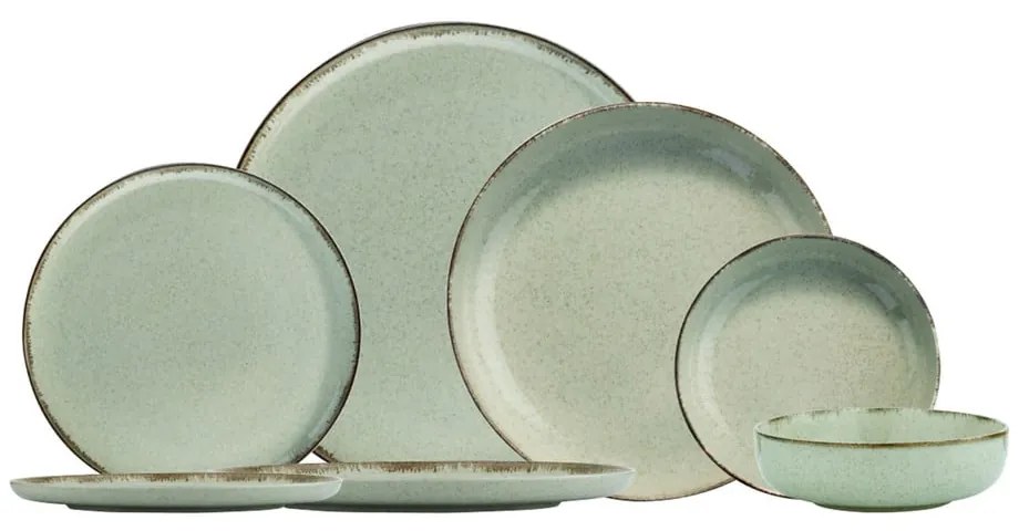 24-dielna súprava zeleného porcelánového riadu Kütahya Porselen Pearl