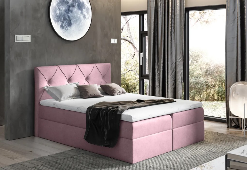 Čalúnená posteľ boxspring DIAMOND + topper, 160x200, fancy 90