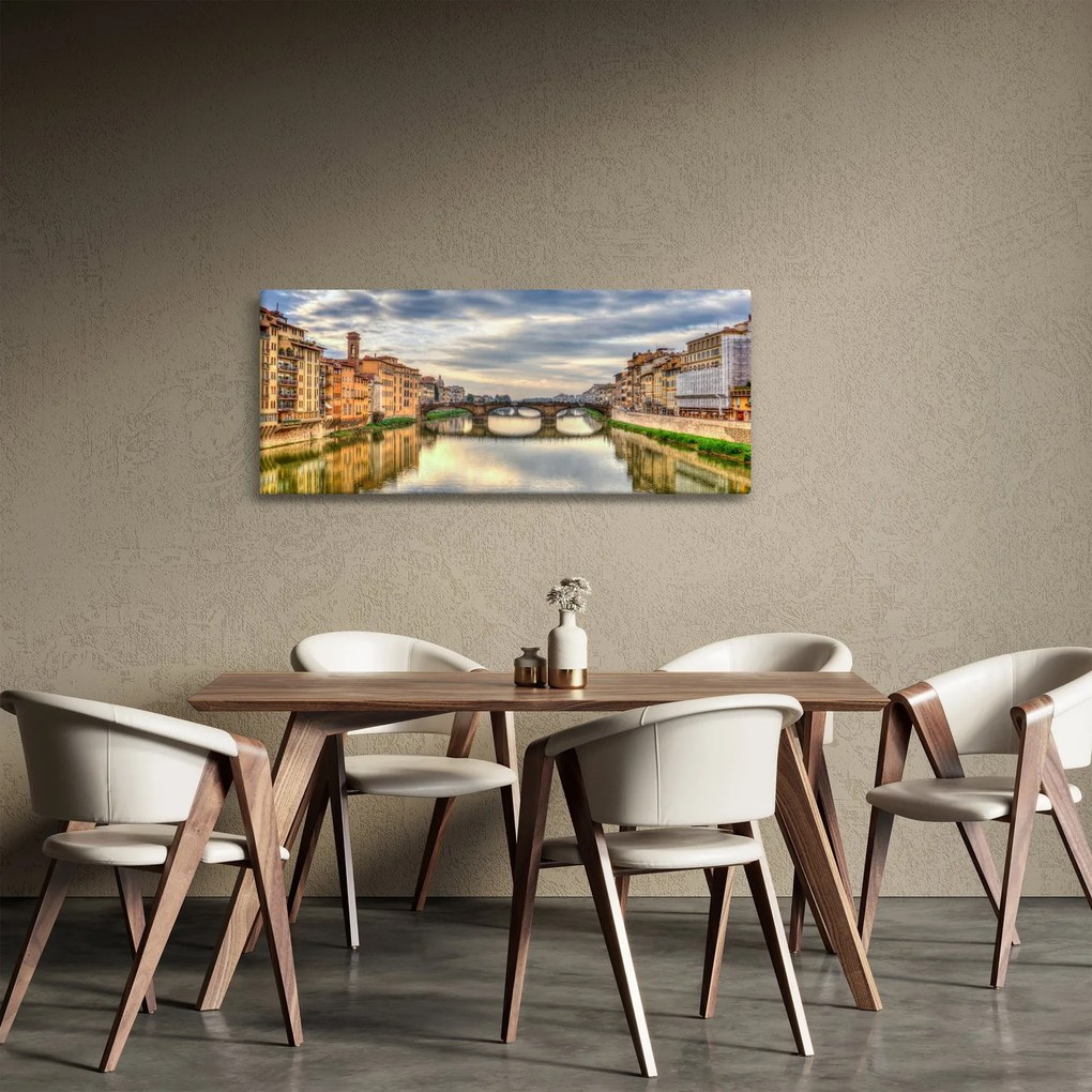 Obraz mesta s riekou (120x50 cm)