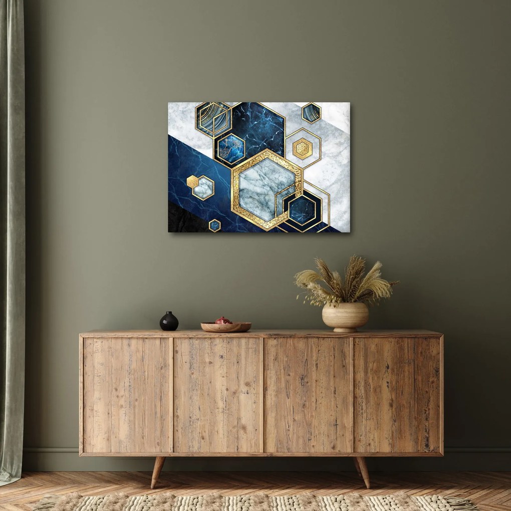 Obraz - Mramorové hexagóny (70x50 cm)