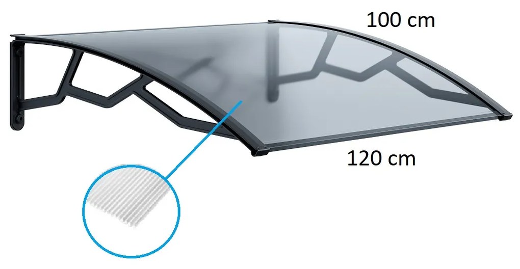 ARTPLAST Vchodová strieška 100x120cm, transparentná