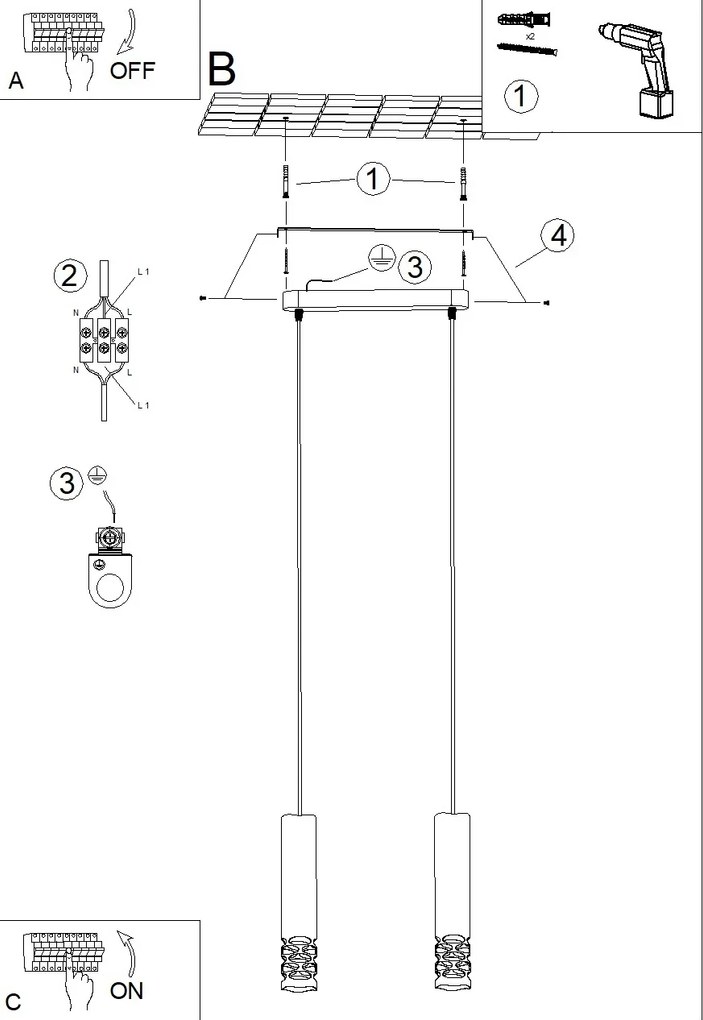 Závesné svietidlo Liro, 2x biele kovové tienidlo