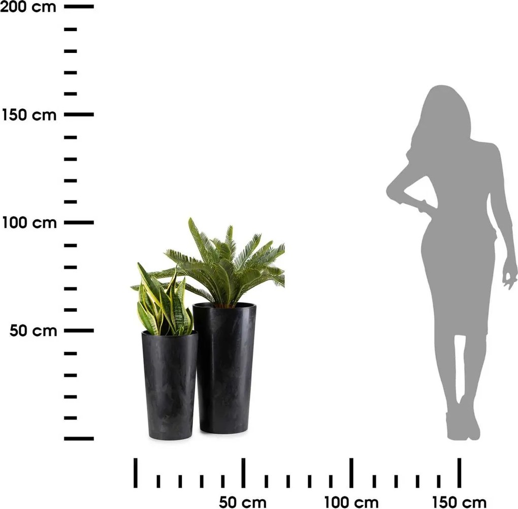 PLASTOVÝ KVETINÁČ URBANIKA SADA 2KS 57X30 CM+46,6X25,5 CM ČIERNA