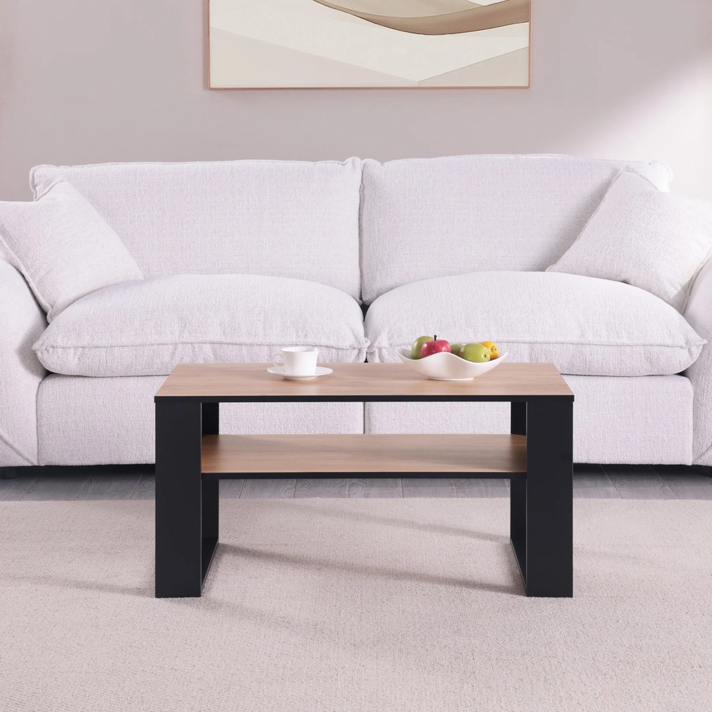 Konferenčný stolík Houseland Domini dub craft zlatý/čierny