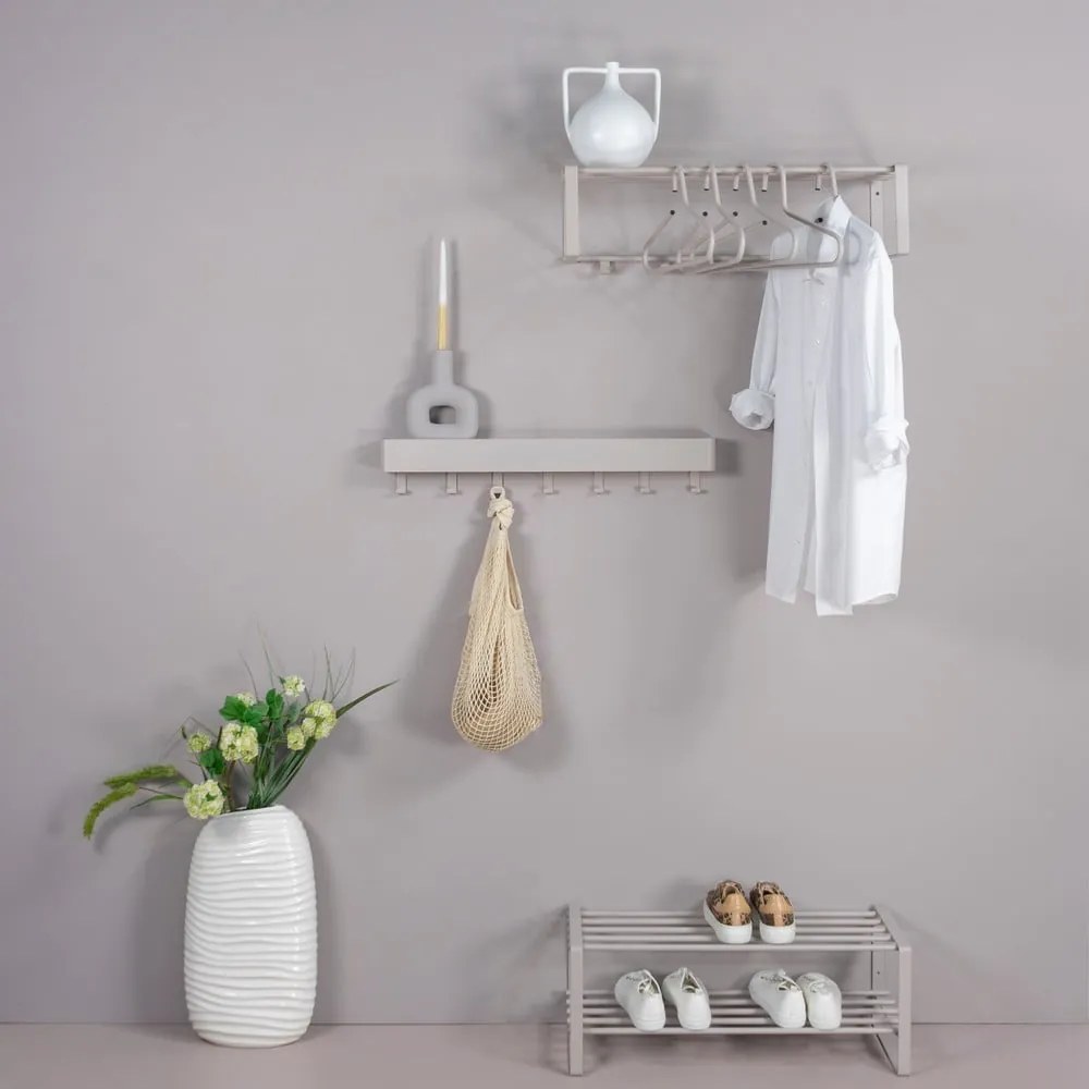 Taupe kovový nástenný vešiak s poličkou 70 cm Rex – Spinder Design