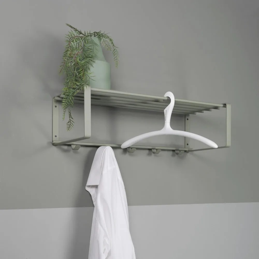 Sivozelený kovový nástenný vešiak s poličkou 70 cm Rex – Spinder Design