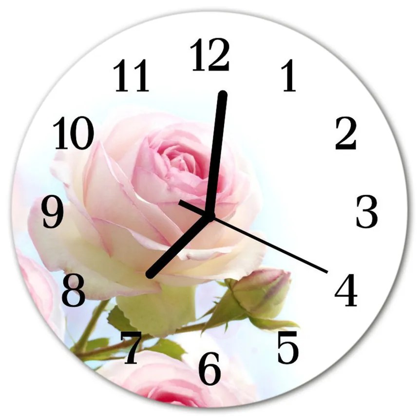 Sklenené hodiny okrúhle Ruže fi 30 cm