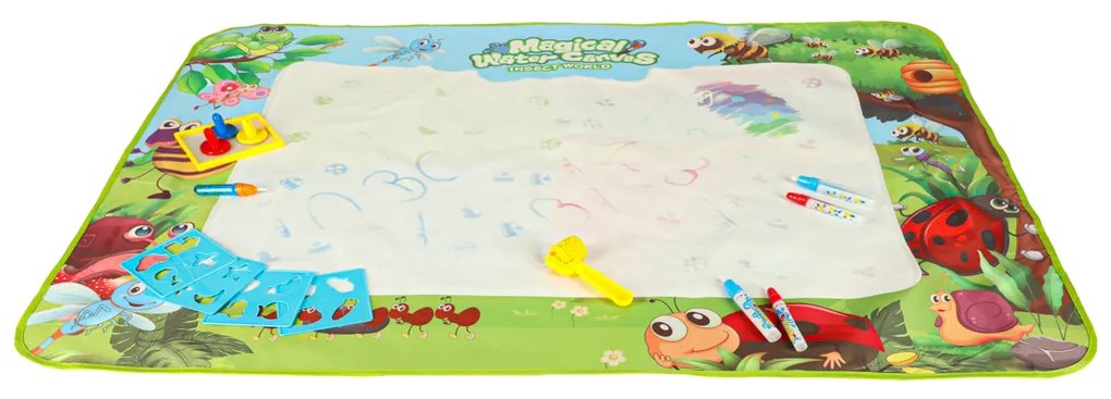 KIK Magická vodná maľovacia podložka 120×90 cm pre deti – sada s vodovými fixkami, motív Lúka