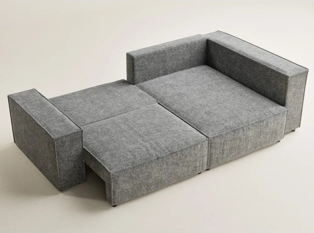 Sivá ženilková rozkladacia/s úložným priestorom rohová pohovka (pravý roh/do L) Tonga – Maison de Rêve