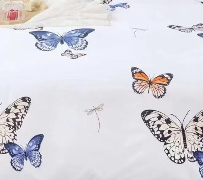 Obliečky FALER BUTTERFLIES WHITE 7-dielna sada 140x200 cm