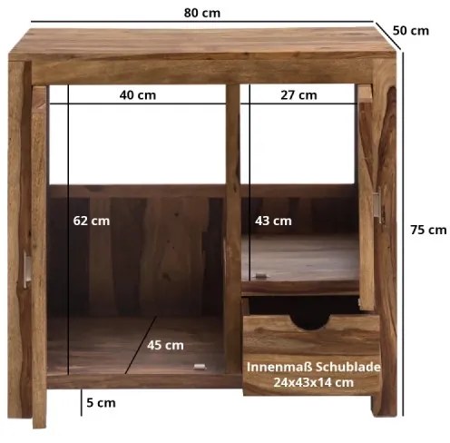 furniture-nabytek.cz - Masívna umývadlová skrinka Lagos z palisandrového dreva, lakovaná, hnedá