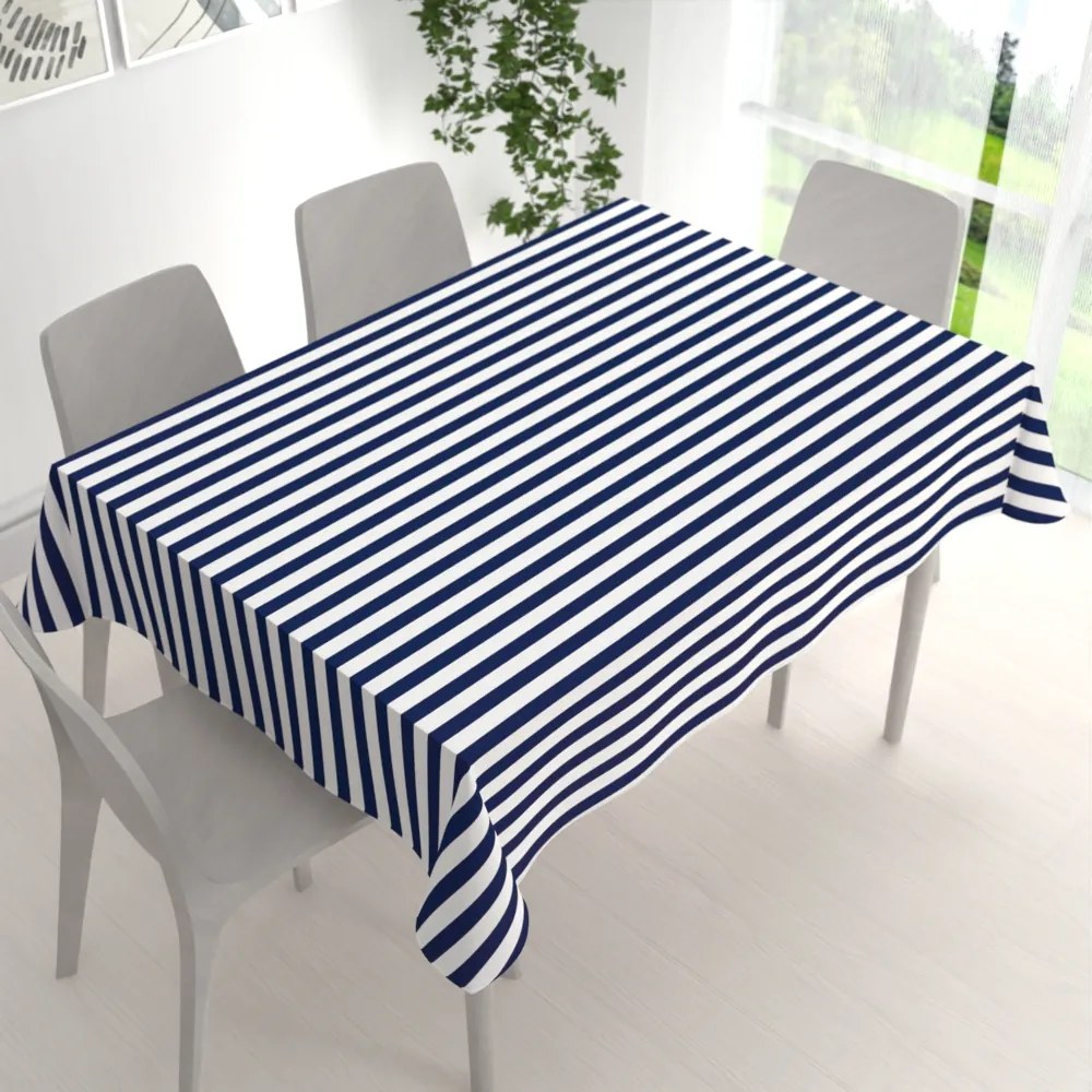 Biante Bavlnený obdĺžnikový obrus Sandra SA-619 Modro-biele námornícke pruhy 120x180 cm