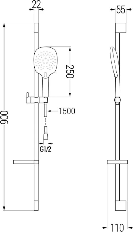 Mexen sprchový set DS22, čierna, 785224583-70