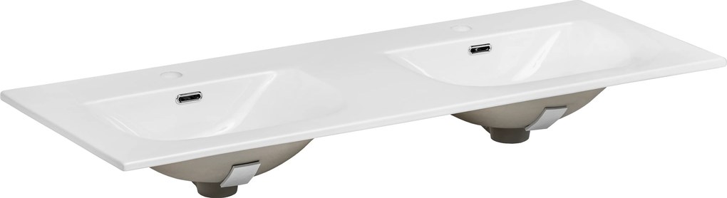 Comad Nábytkové keramické dvojumývadlo SKY 120D/DP-8099, 121x46 cm, biela lesklá