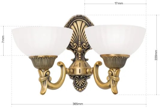 Orion WA 2-1201/2 - Nástenná lampa ROCCA 2xE27/60W/230V bronz/biela