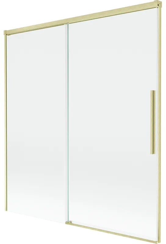 Mexen Rox, 2-krídlová posuvná vaňová zástena 150 x 150 cm, 8mm číre sklo, zlatý matný profil, 8C9-150-001-55-00