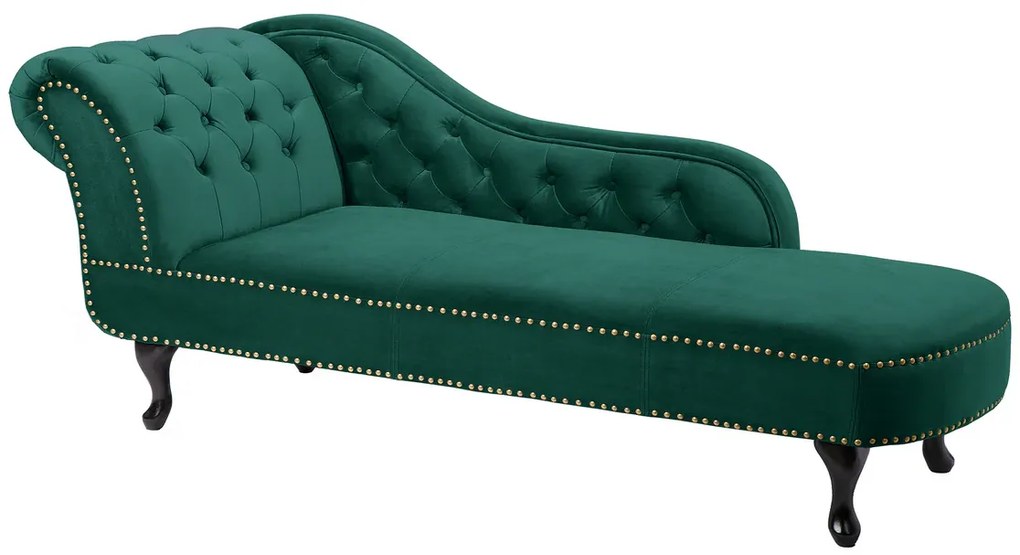 Leňoška CHESTERFIELD, zamatovo smaragdovo zelená