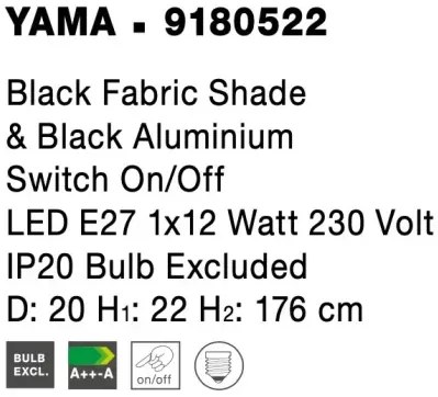Retro stojaca lampa Yama 20 čierne