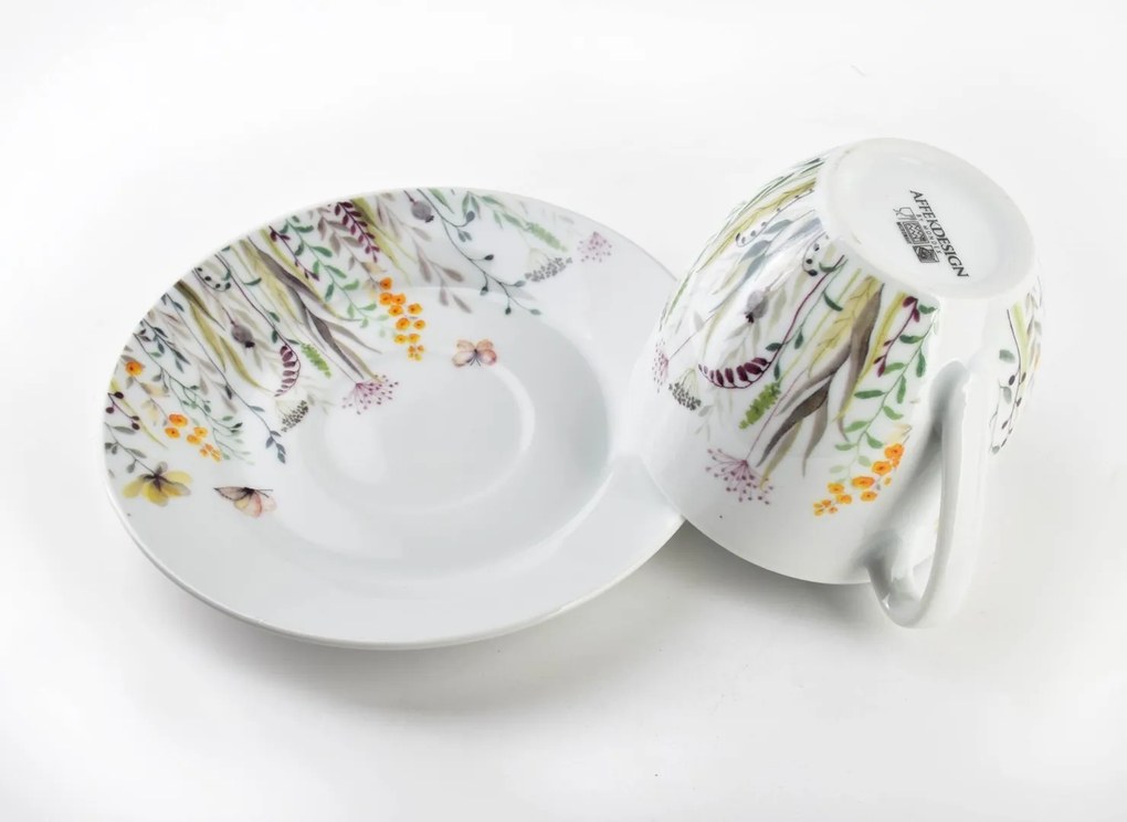 Porcelánová šálka s podšálkou Joy Flowers 250 ml sada 6ks