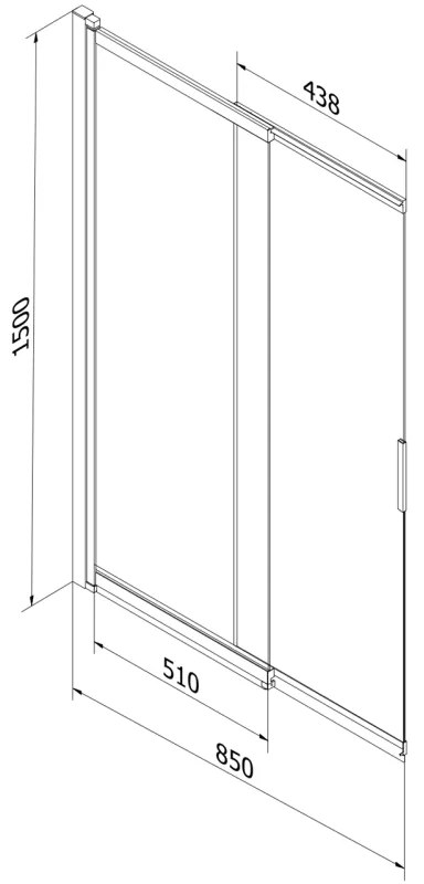 Mexen Fox, 2-krídlová vaňová zástena 85x150 cm, 5mm číre sklo, čierny profil, 891-085-002-70-00
