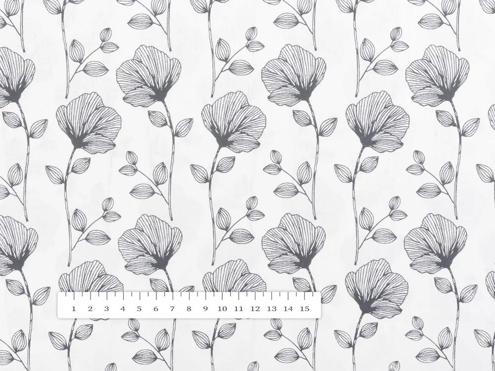 Biante Bavlnená obliečka na vankúš Sandra SA-264 Tmavo sivé poľné kvety 50 x 70 cm