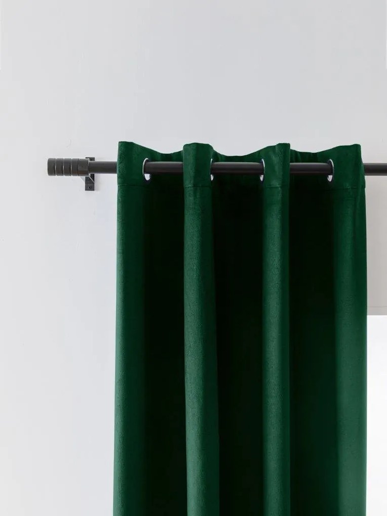 Zatemňovacie závesy VELVET tmavozelené 140x250 cm (2 ks), kovové krúžky