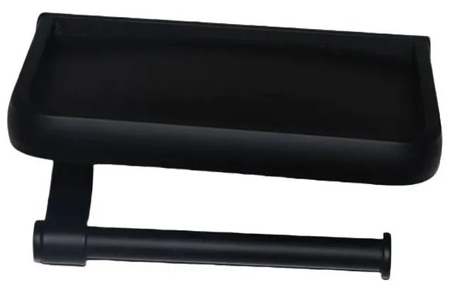 Držiak na toaletný papier s poličkou, čierna