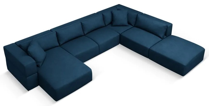 Modrá rohová pohovka do "U", pravý roh Esther - Milo Casa