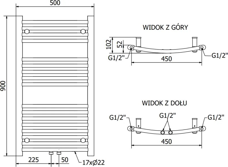 Mexen Ares, vykurovacie teleso 900x500 mm, 293 W, zlatá lesklá, W102-0900-500-00-50