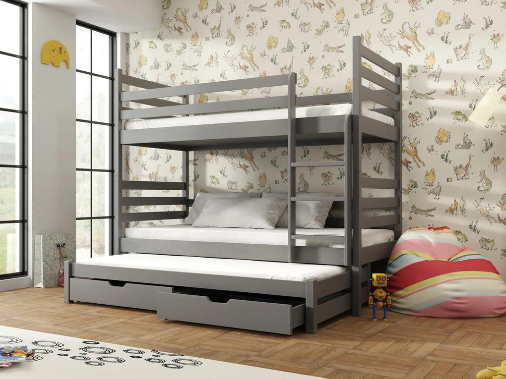 Detská posteľ 90 x 190 cm TORI (s roštom a úl. priestorom) (grafit). Vlastná spoľahlivá doprava až k Vám domov. 1013274