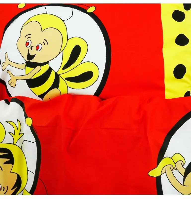 Obliečky detské bavlnené včielky červené EMI, Štandardný set jednolôžko obsahuje 1x 140x200 + 1x 70x90