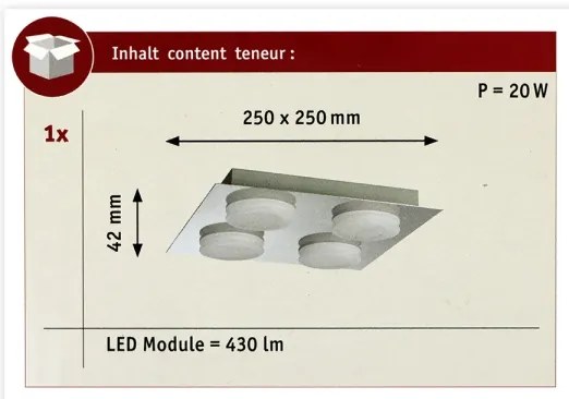 Paulmann 70875 - 4xLED/5W IP23 Kúpeľňové stropné svietidlo DORADUS 230V