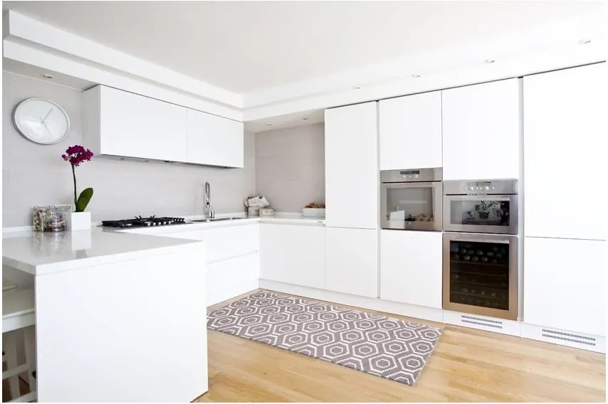 Vysokoodolný kuchynský koberec Honeycomb Hazel, 60x150 cm