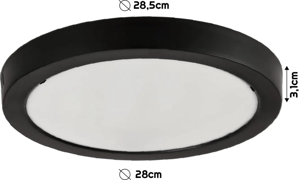 BERGE Okrúhly prisadený panel čierny 24W PC - neutrálny biely