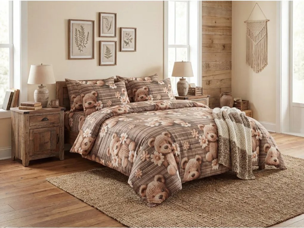 Obliečky z mikrovlákna SPRING BEAR hnedé Rozmer obliečky: 70 x 80 cm | 140 x 200 cm